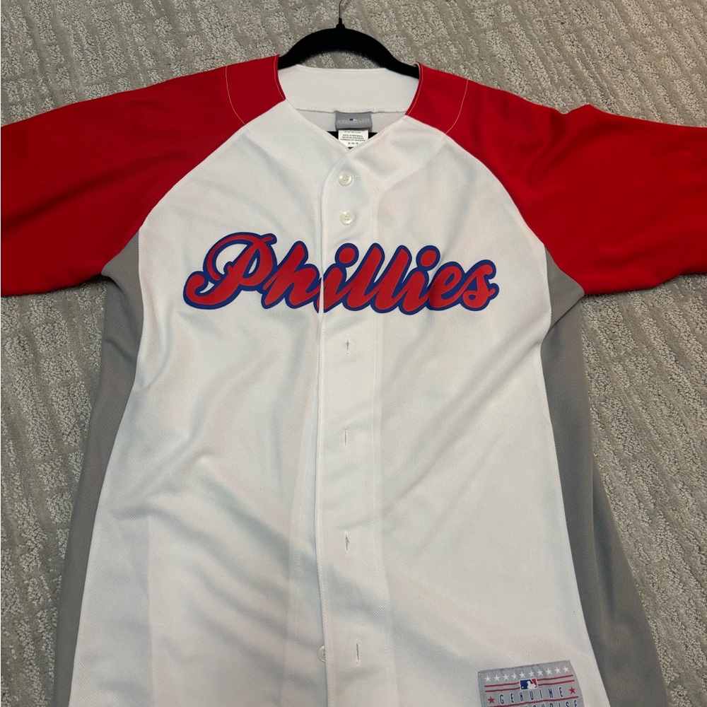 Phillies Baseball Jersey Red and White